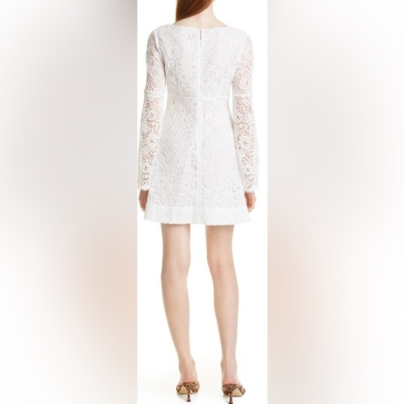 NWT STAUD Beth White Floral Guipure Lace Retro Flare Sleeve Square Neck Dress 4 - Picture 4 of 17